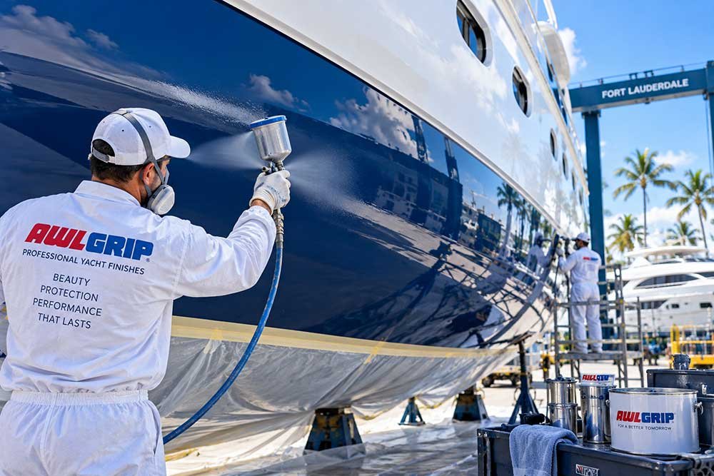 Awlgrip and Alexseal yacht painting in Fort Lauderdale by RD Yacht Refinishing