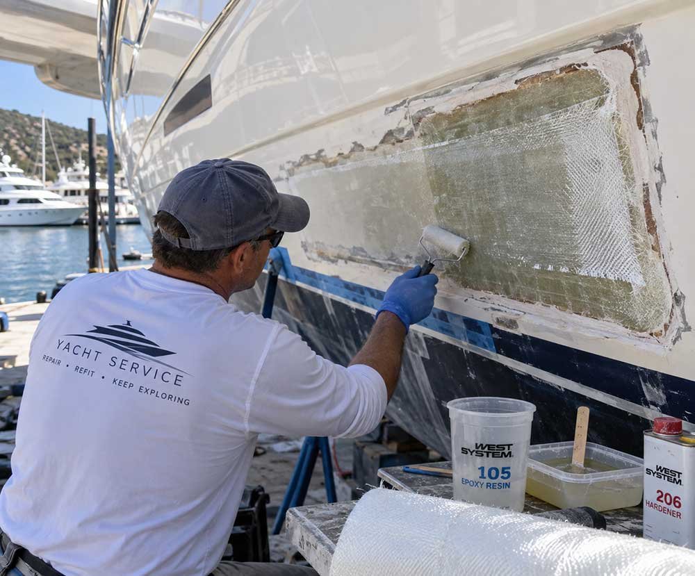 Structural fiberglass boat and yacht repair by RD Yacht Refinishing